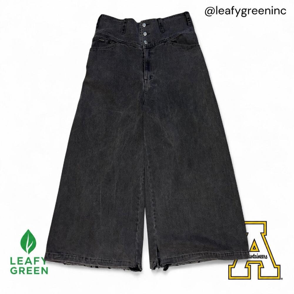 Raf Simons Archive Redux SS04 Waves Black Wash Wide Denim Jeans us sz 33